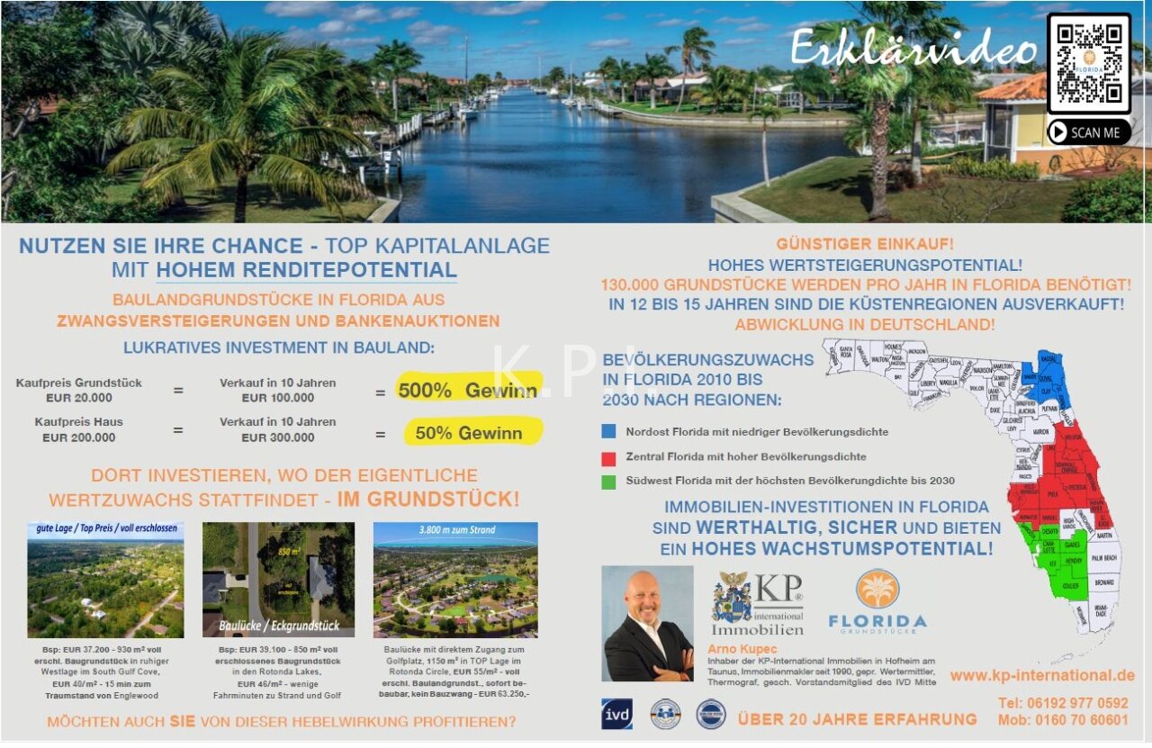 EUR 49/m² - WSG - Eckgrundstück in Rotonda Lakes