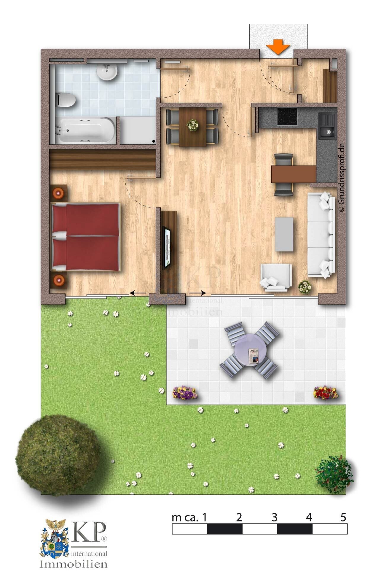 *** VERMIETET *** HATTERSHEIM: GEMÜTLICHE 2 ZIMMER WOHNUNG MIT EBK, BAD, TERRASSE, GARTEN UND GARAGE***