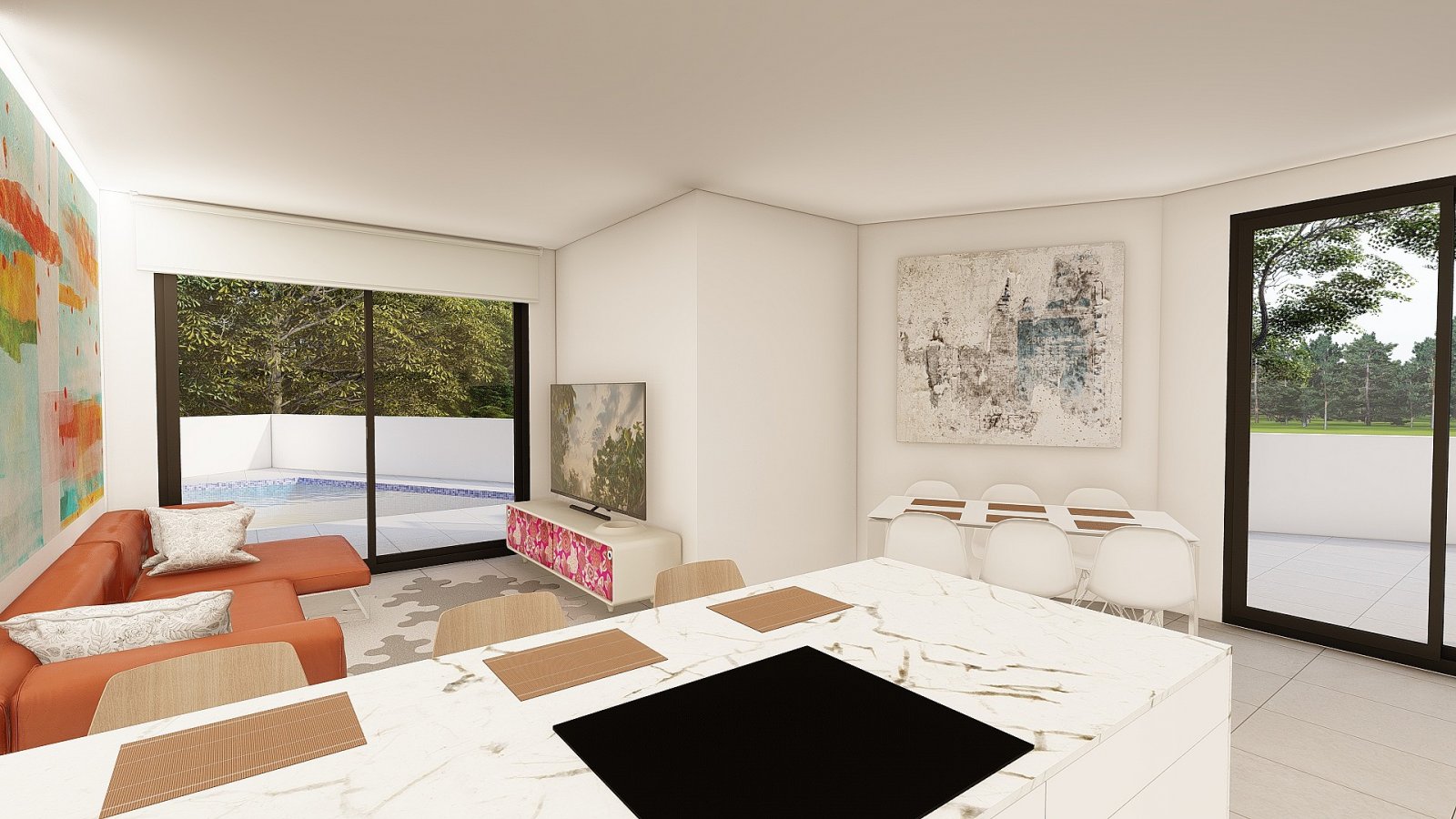 Moderne Villa mit 3 Schlafzimmern, 3 Bädern, privatem Pool und Stellplatz