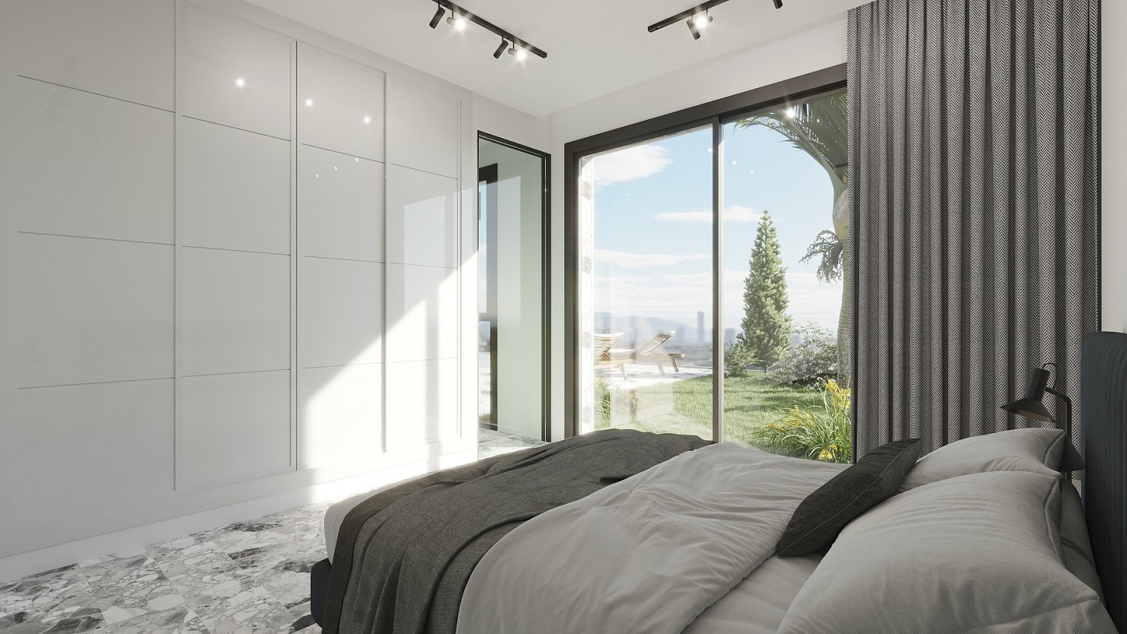 Luxusvilla mit Meerblick und Skyline-Panorama