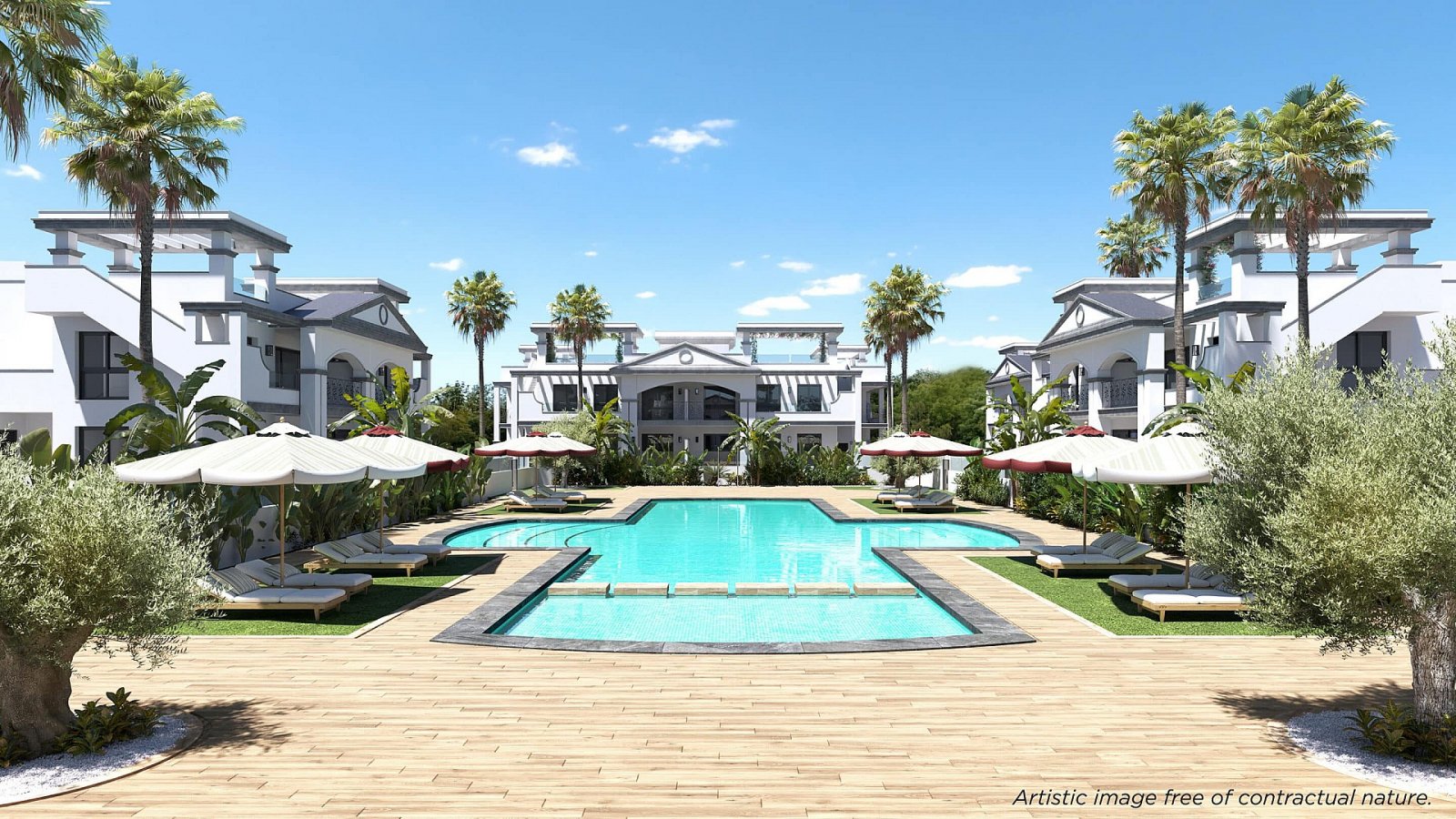 Modernes Gartenapartment mit Gemeinschaftspool