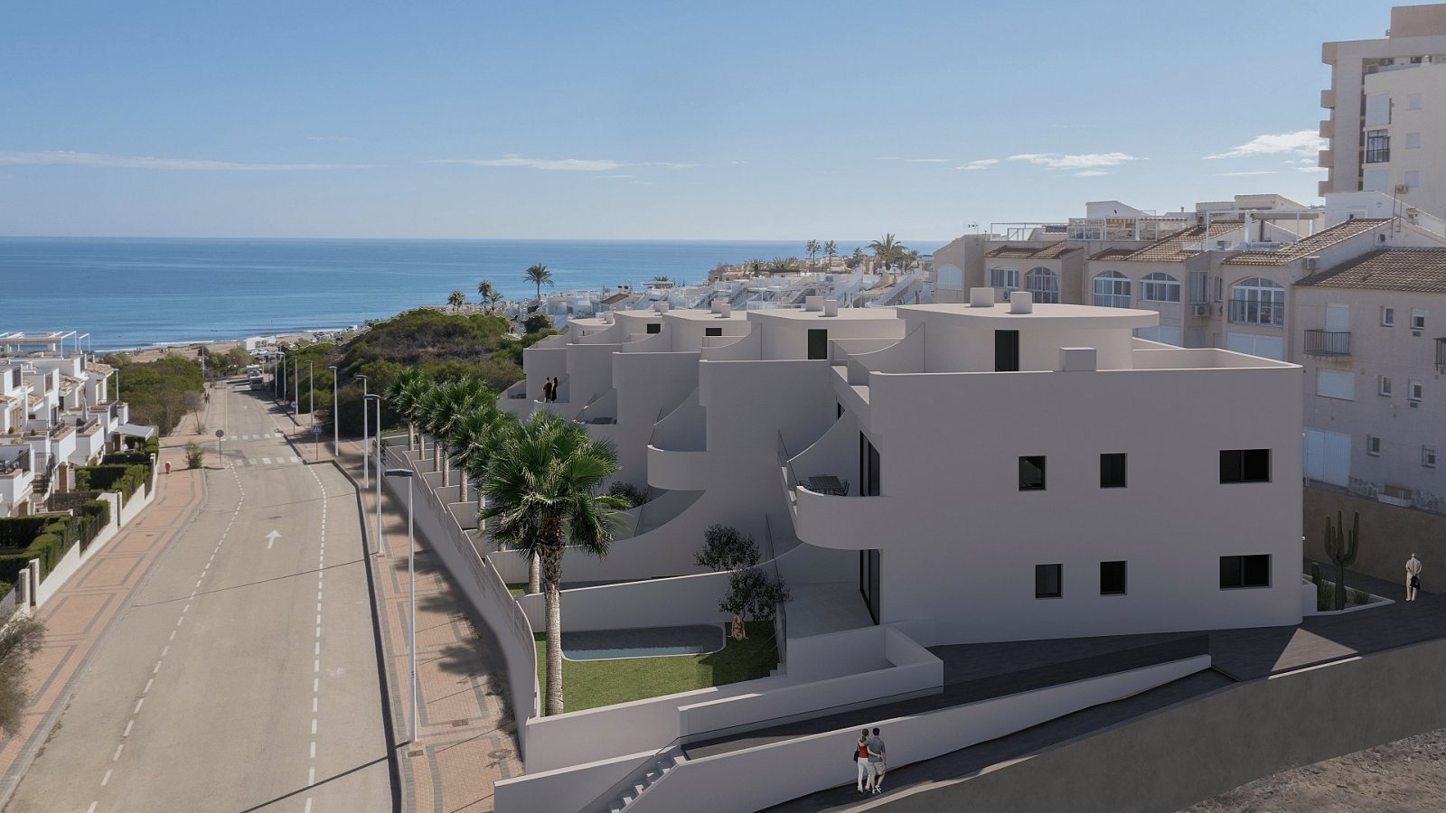 La Mata: Modernes Gartenapartment mit Pool und Tiefgarage 