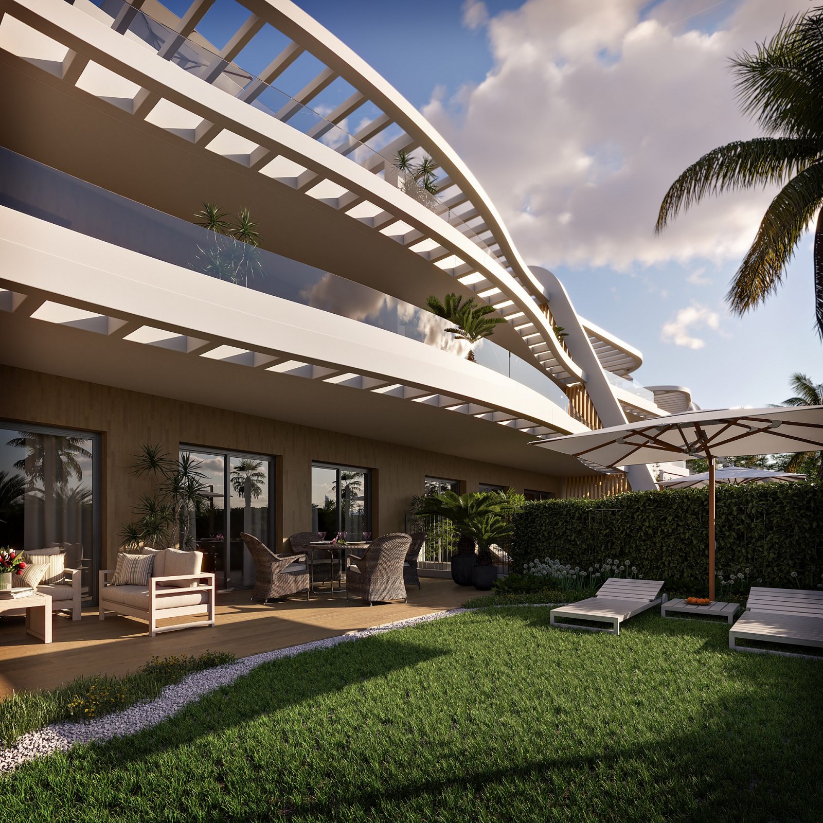 Finestrat: Luxus-Apartment mit Garten, Pool & Panoramablick 