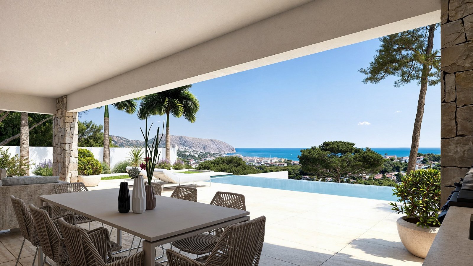 Moraira: Luxusvilla mit Infinity-Pool, Meerblick & 4 Schlafzimmern 