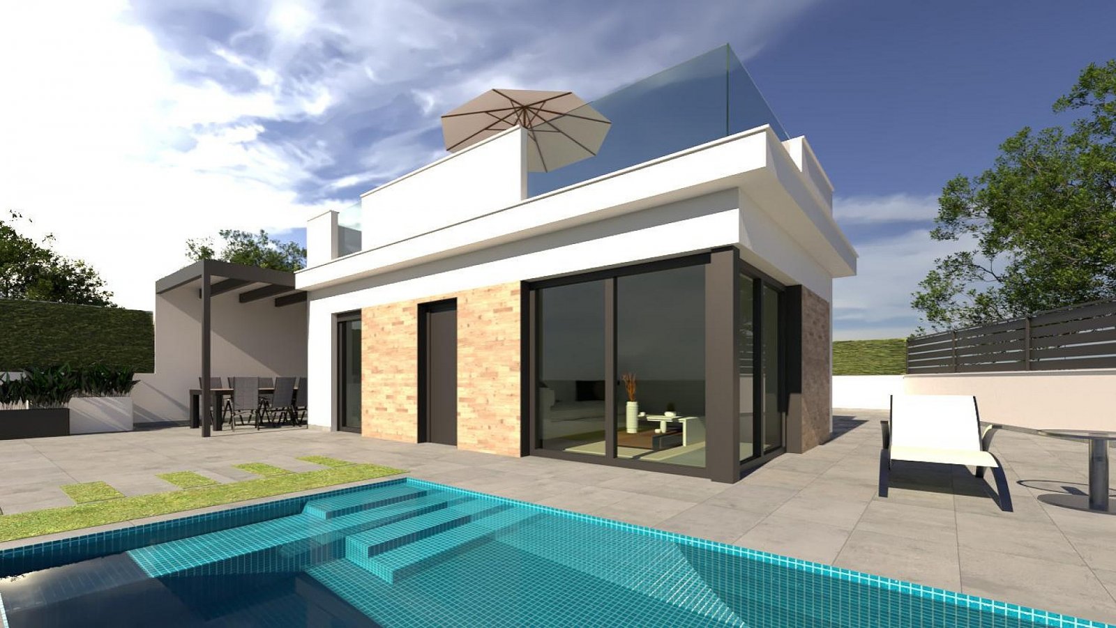 Moderne Villa mit privatem Pool und Carport