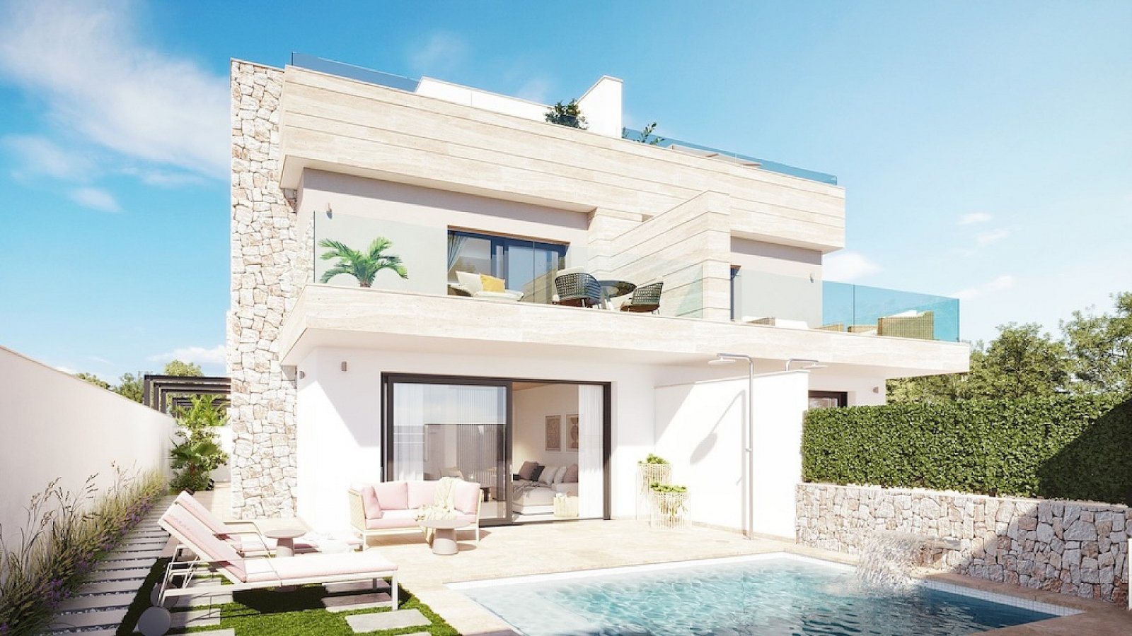 Mediterrane Villen mit privatem Pool in Strandnähe