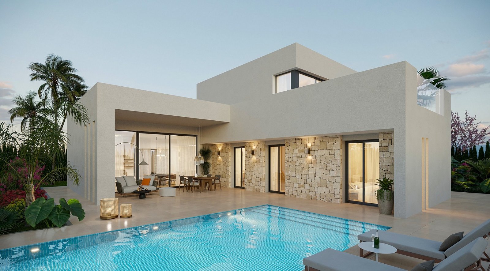 Moderne Stone Homes mit Pool und eigenem Grundstück