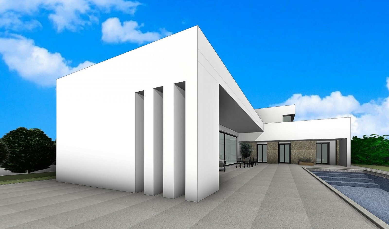 Moderne Stone Homes mit Pool und eigenem Grundstück