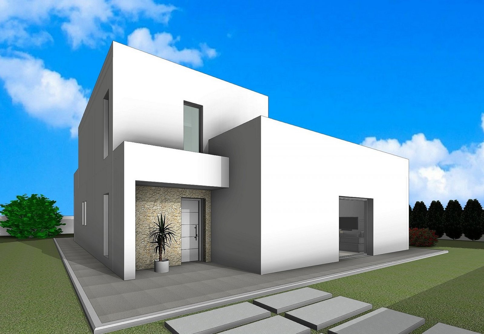 Moderne Stone Homes mit Pool und eigenem Grundstück