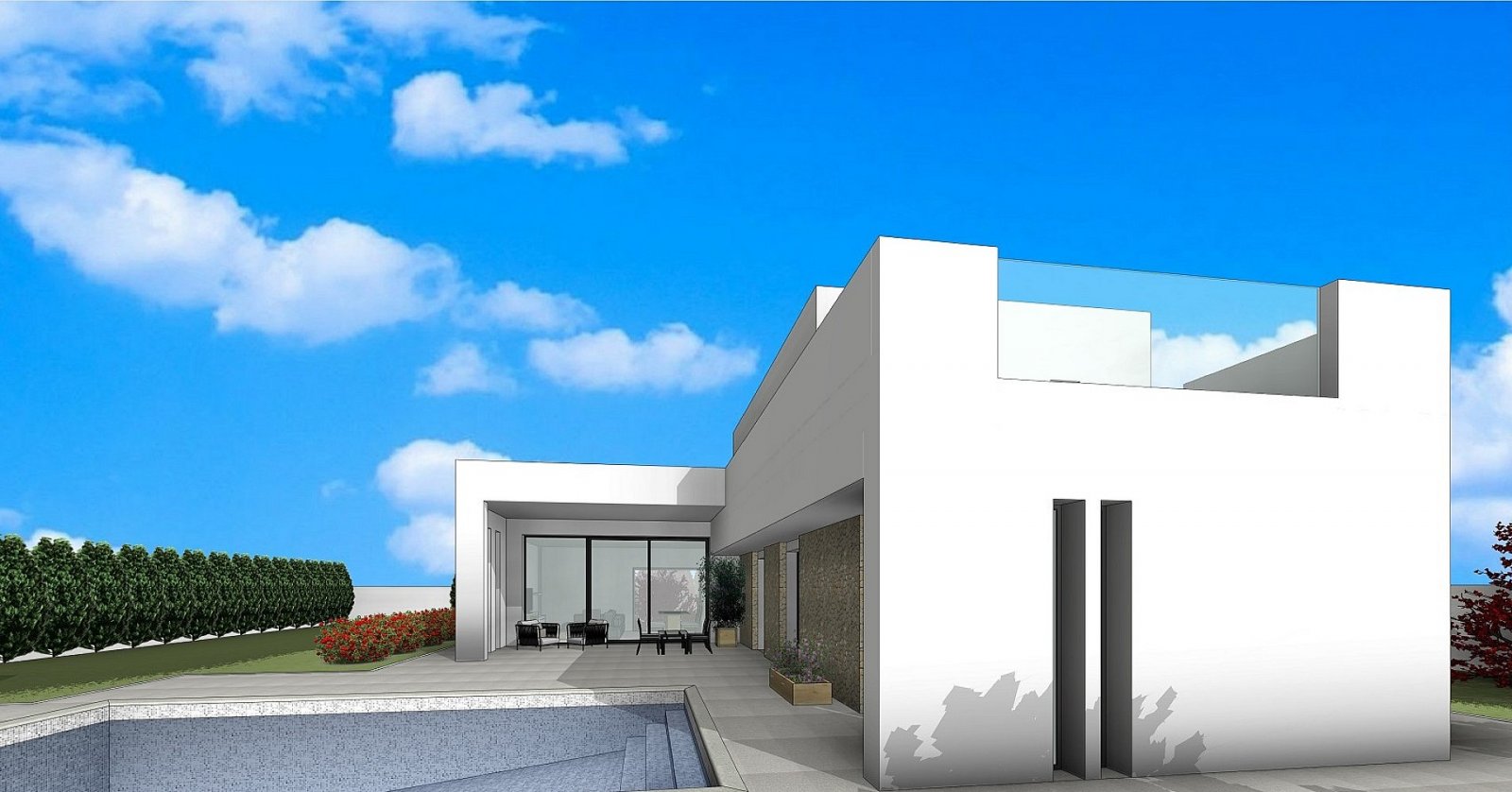 Moderne Stone Homes mit Pool und eigenem Grundstück