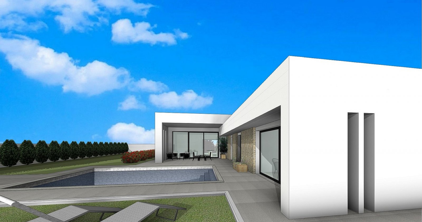 Moderne Stone Homes mit Pool und eigenem Grundstück