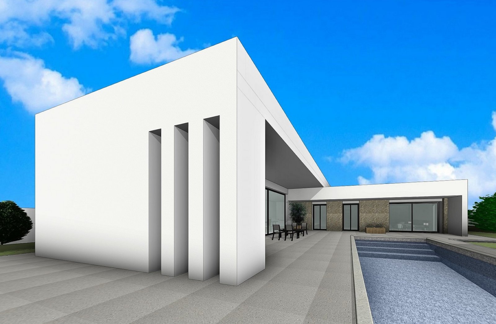 Moderne Stone Homes mit Pool und eigenem Grundstück