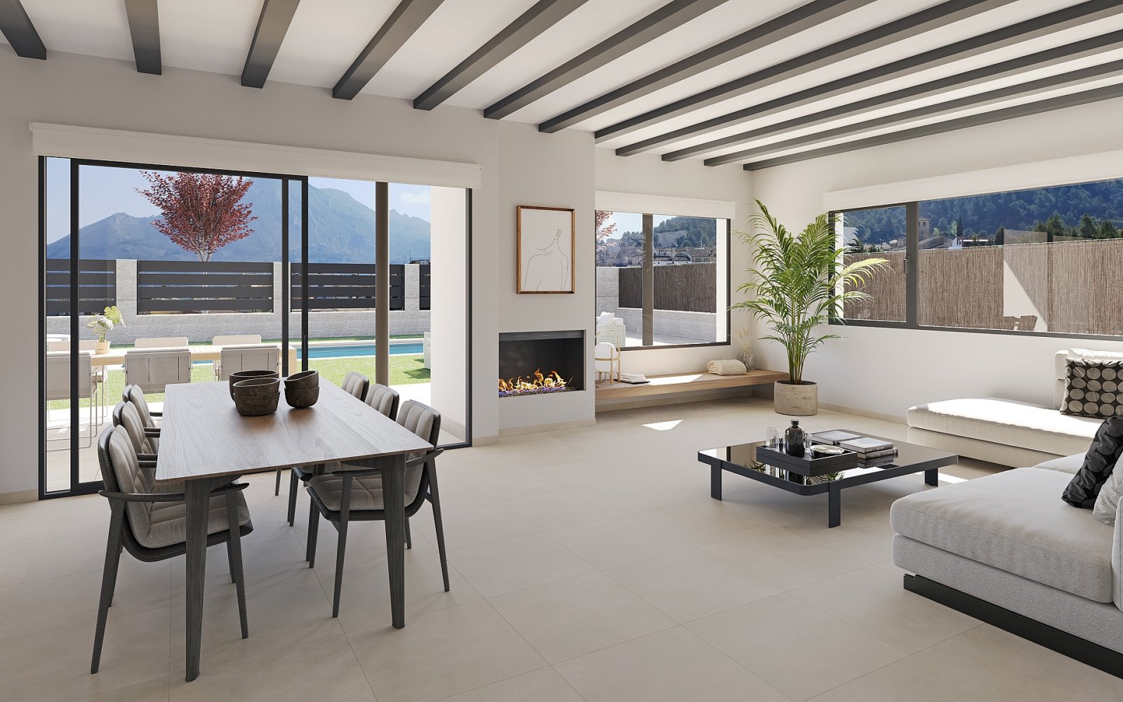Traumvilla mit Pool und Panoramablick auf die Berge