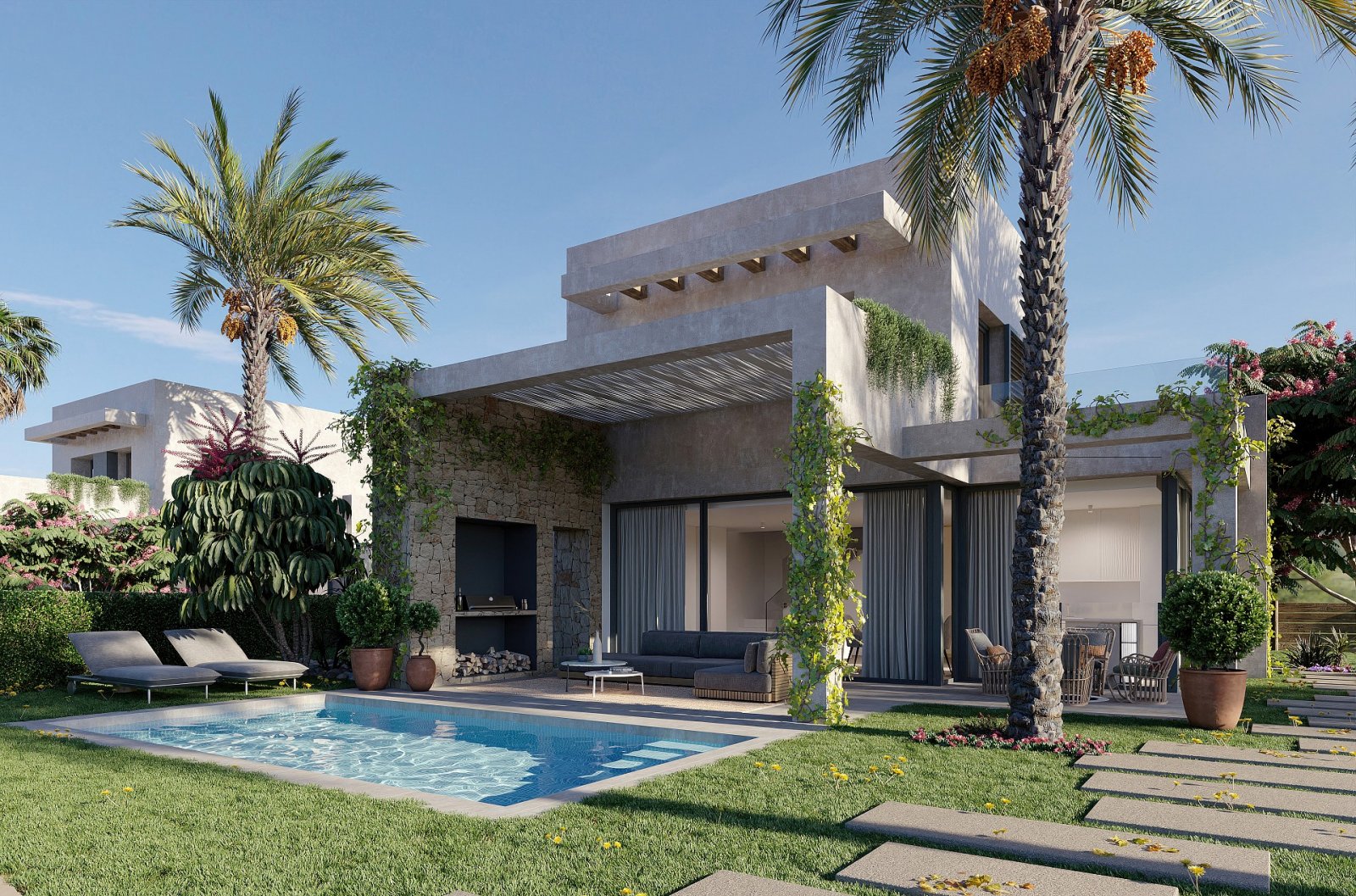 Moderne Designvilla mit großzügigen Terrassen