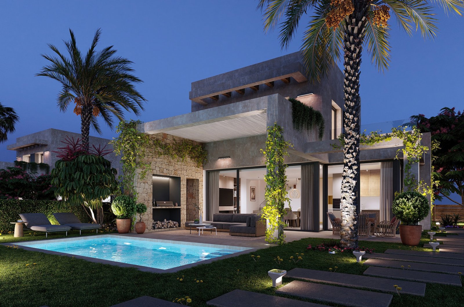Moderne Designvilla mit großzügigen Terrassen