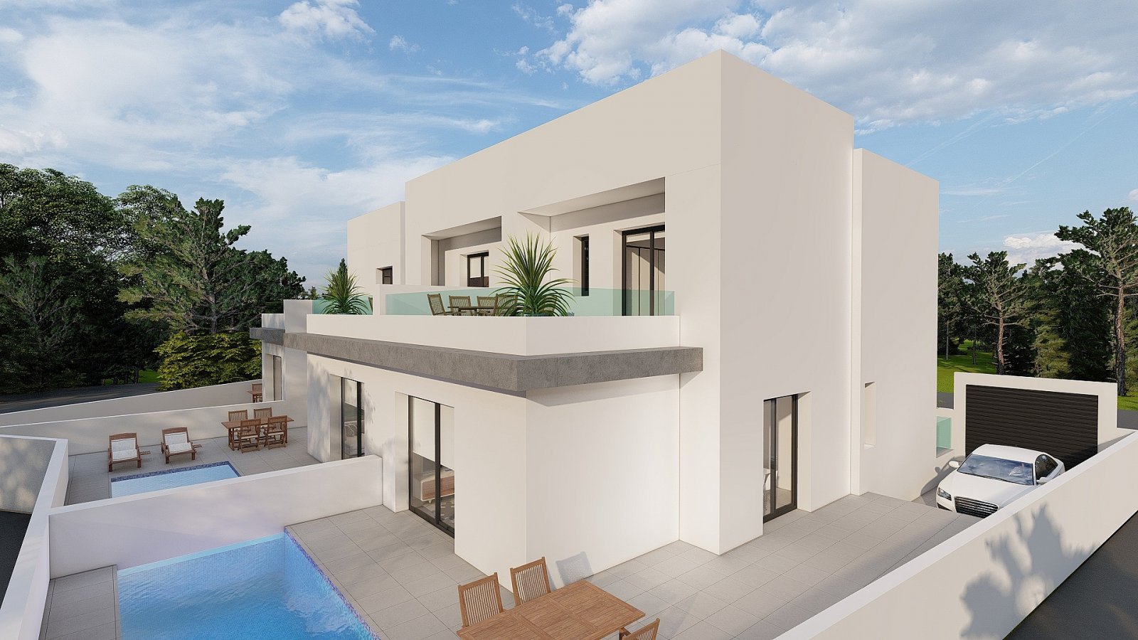 Moderne Villa mit 3 Schlafzimmern, 3 Bädern, privatem Pool und Stellplatz