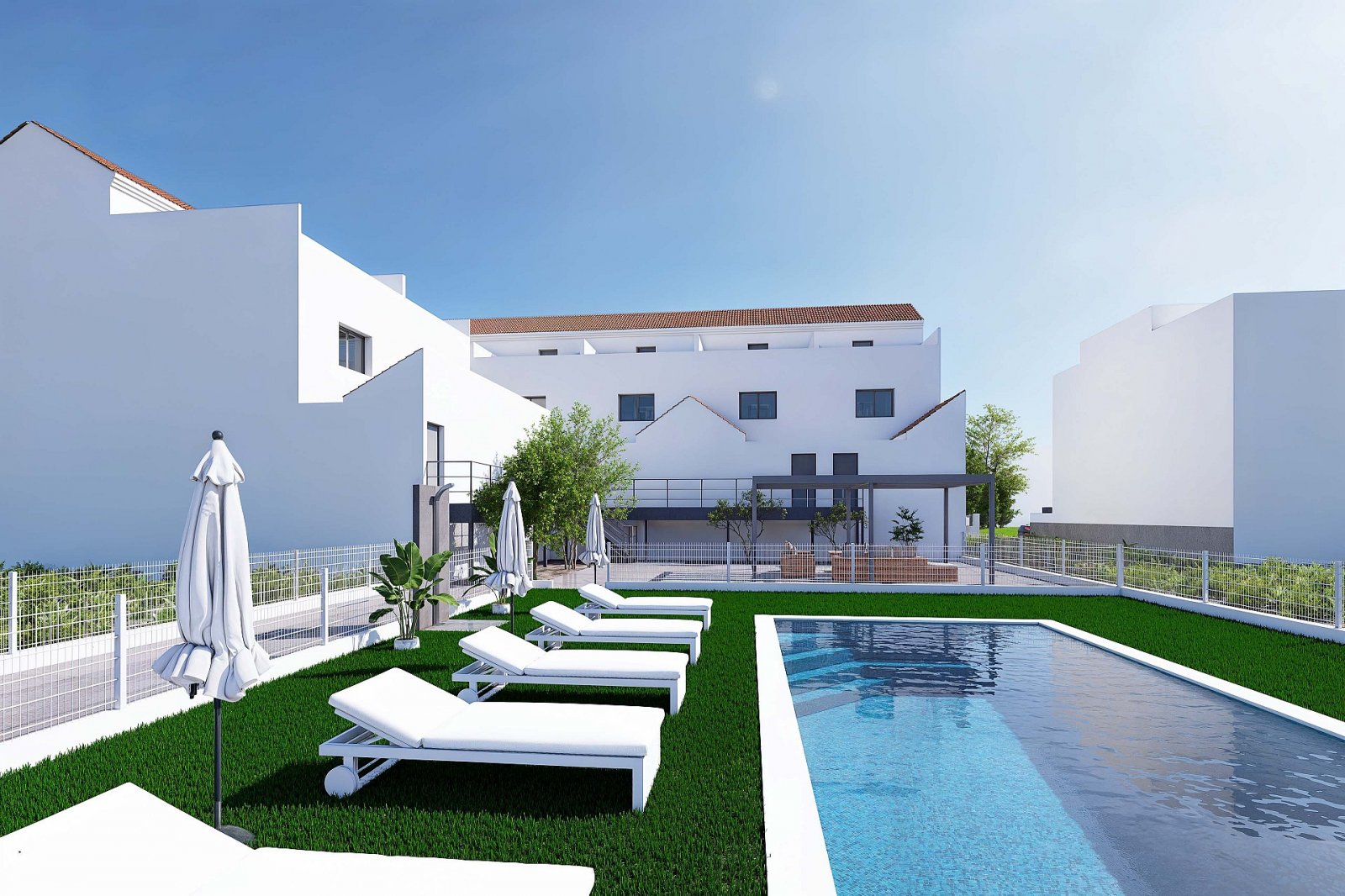 Moderne Reihenvilla mit 4 Schlafzimmern, Gemeinschaftspool & Tiefgarage