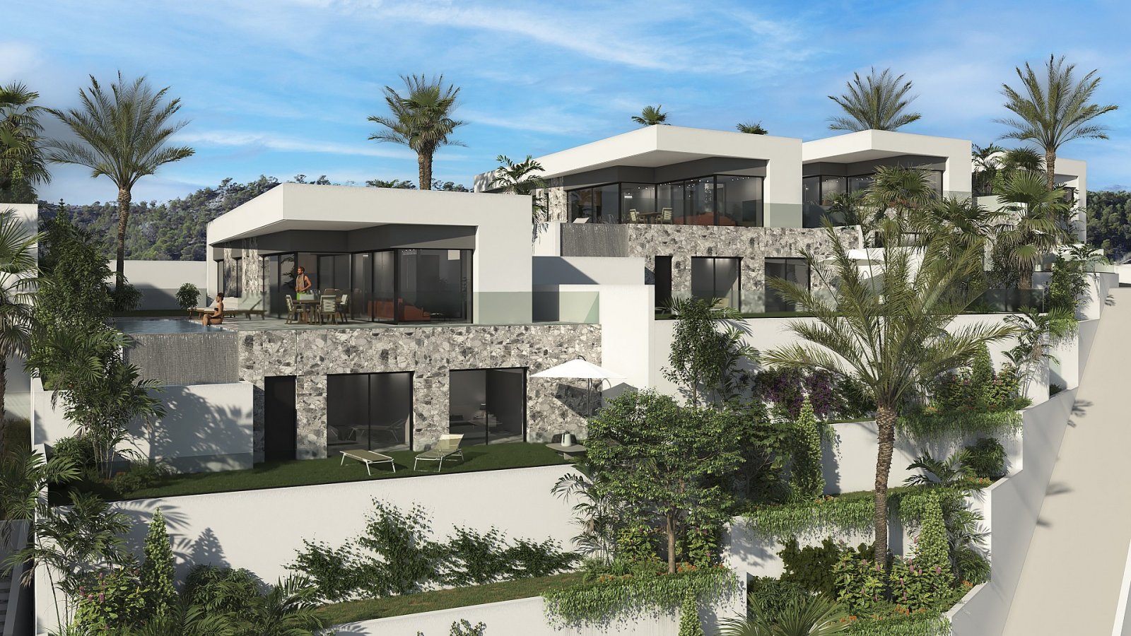 Luxusvilla mit Meerblick und Skyline-Panorama