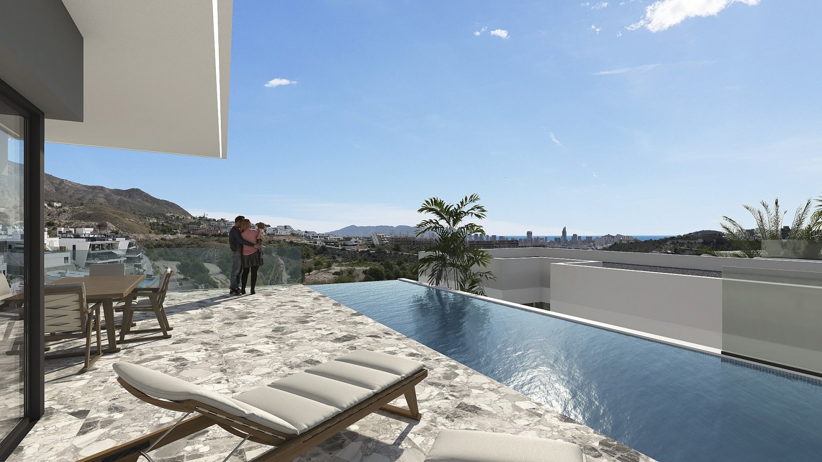 Luxusvilla mit Meerblick und Skyline-Panorama