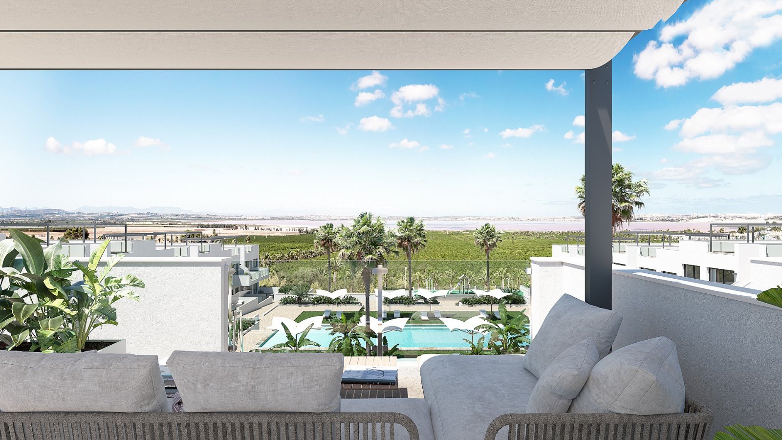 Torrevieja: Apartment mit Solarium, Pool und Lagunenblick 