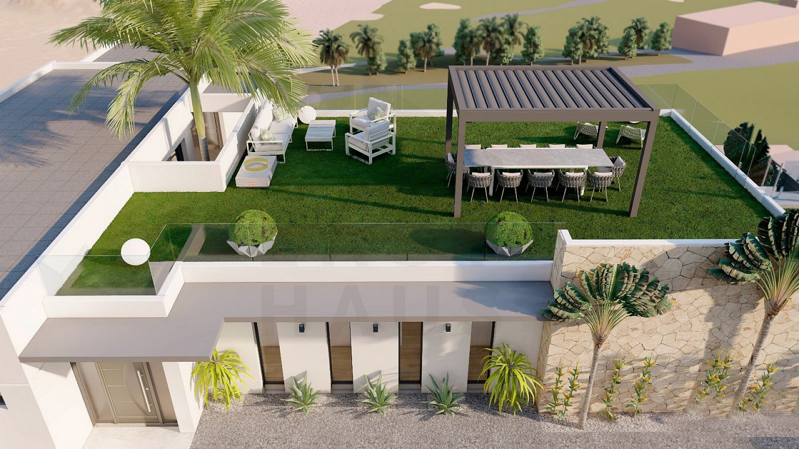 Nachhaltige Luxusvilla mit Dachterrasse und Panoramablick