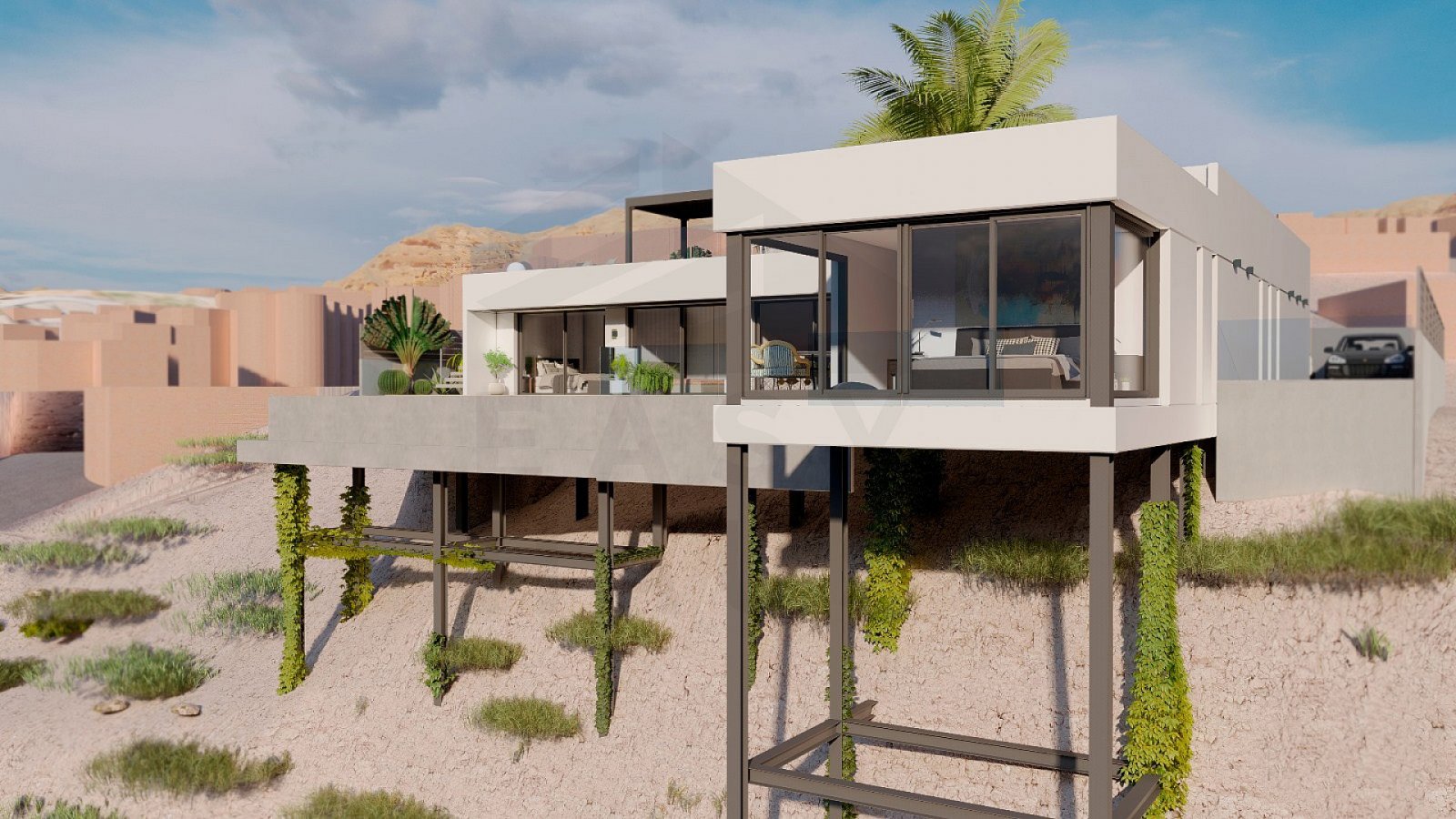 Nachhaltige Luxusvilla mit Dachterrasse und Panoramablick