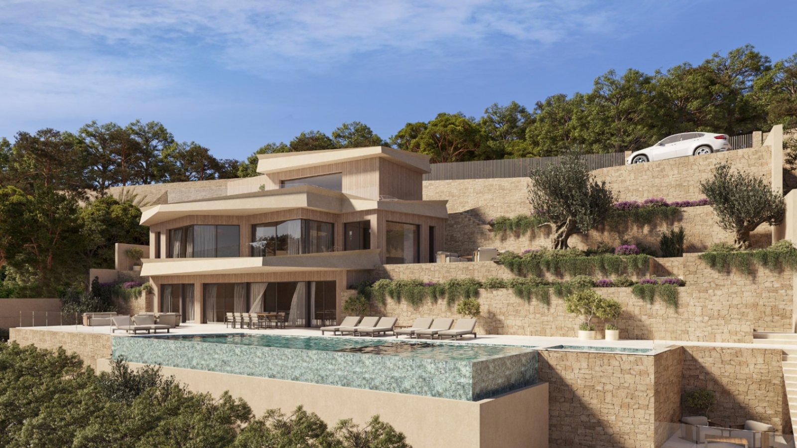 Moderne Luxusvilla mit Panoramablick auf das Mittelmeer