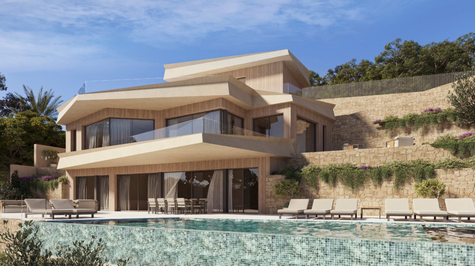 Moderne Luxusvilla mit Panoramablick auf das Mittelmeer