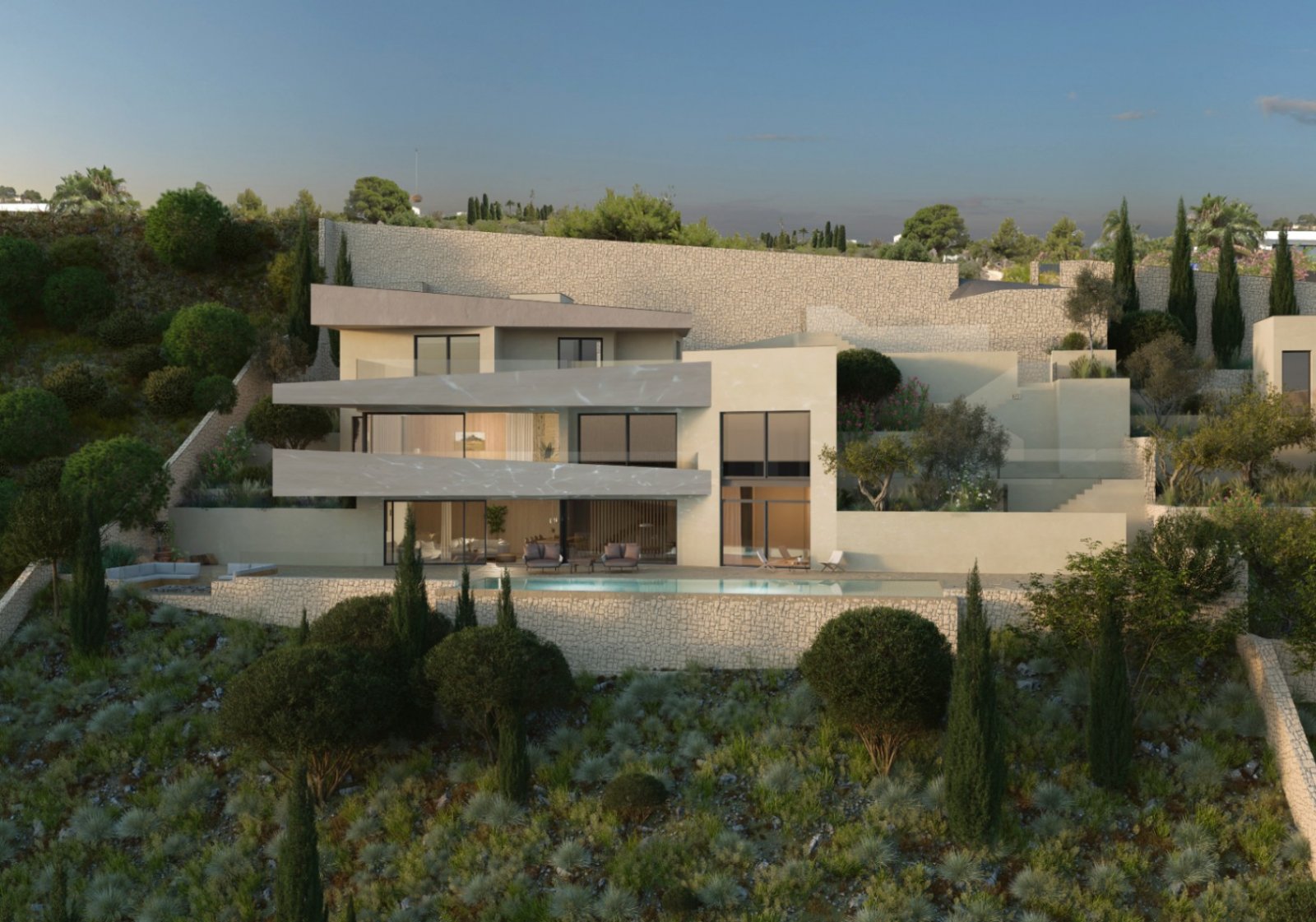 Moderne Luxusvilla mit Panoramablick auf das Mittelmeer