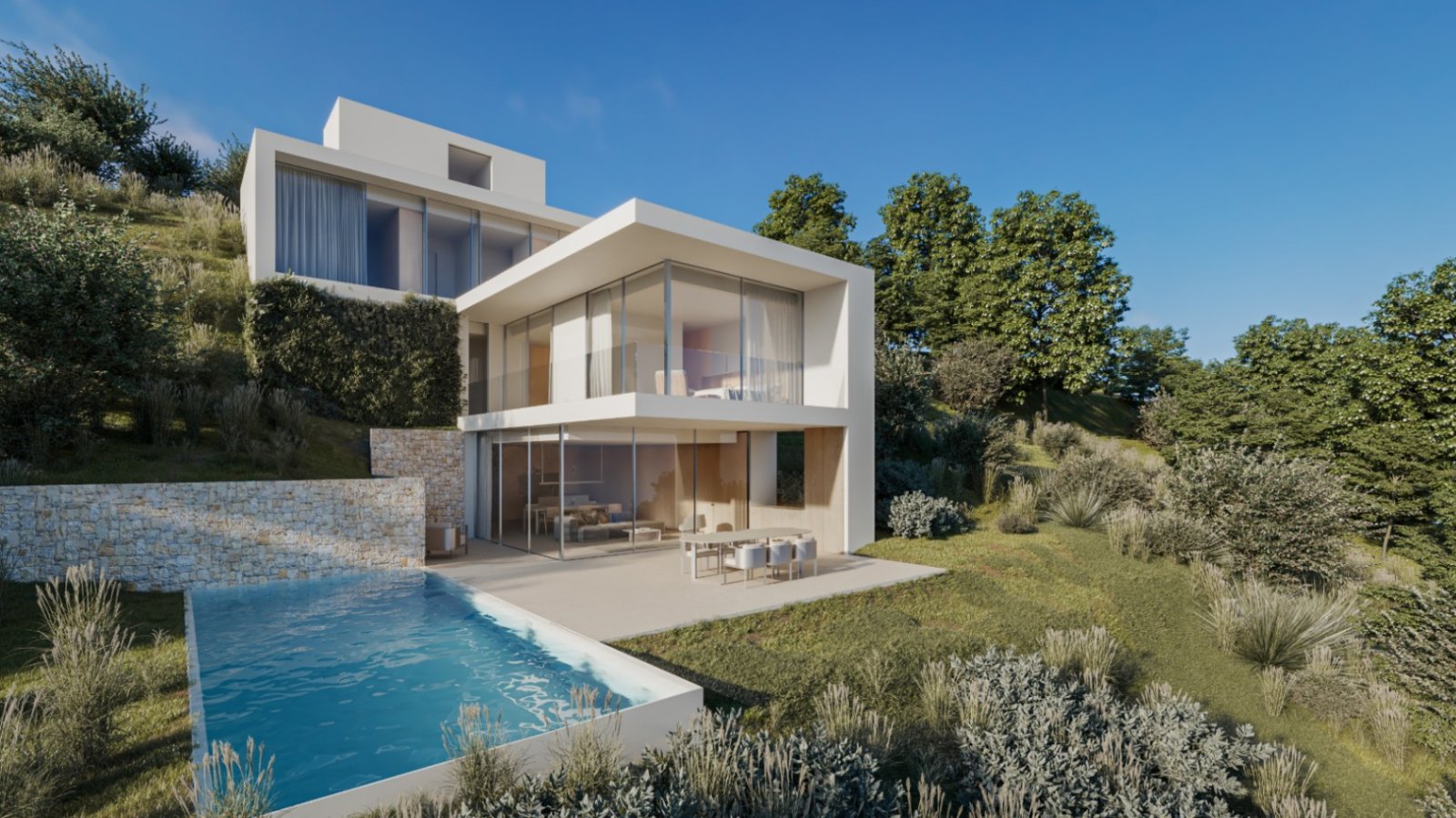 Moderne Luxusvilla mit Panoramablick und Privatsphäre