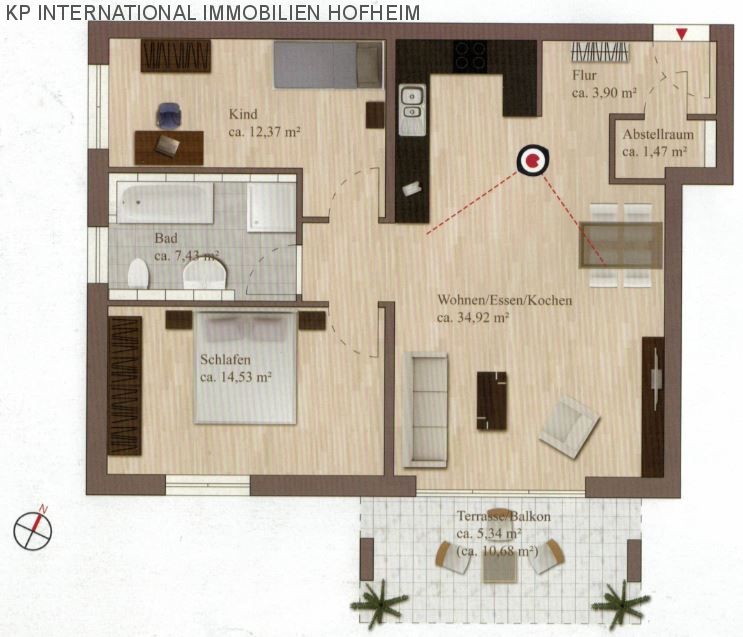 ** Nice and bright 3-room-apartment with balcony and underground parking space in Hattersheim **