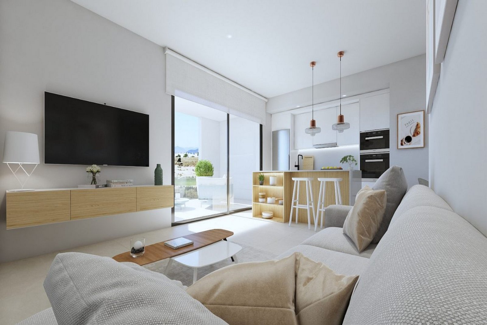 <p>Apartment with terrace provided with 2 Bedrooms and 2 Bathrooms, communal swimming pool and parking spot. </p>