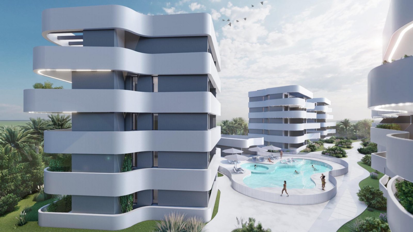 <p>Apartment with garden provided with 2 Bedrooms and 2 Bathrooms, communal swimming pool and underground parking space. </p><p>Latest tech to keep...
