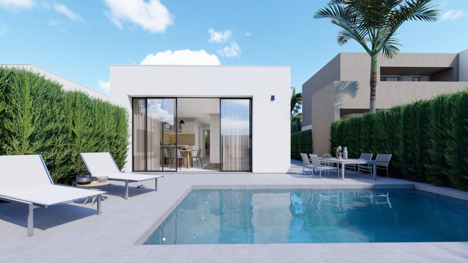<p>Villa provided with 2 Bedrooms and 2 Bathrooms, private swimming pool and parking space on own plot. </p><p>Modern ready-to-use villa 200m from ...