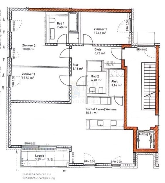 Kriftel: Elegant 4-room apartment with 2 bathrooms, balcony with glass curtains, and elevator