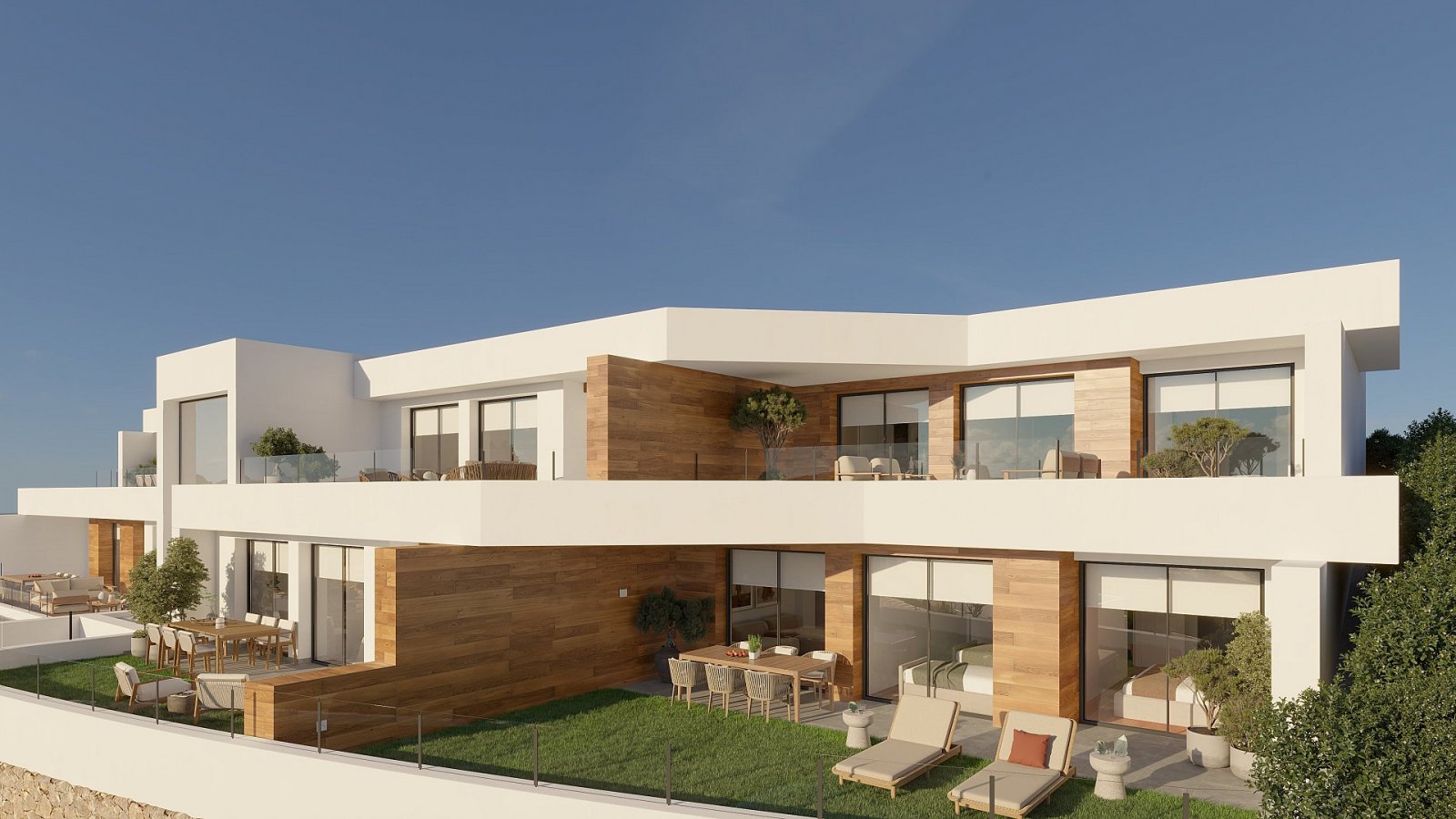 Benitachell - Cumbre del Sol: Moderne Apartments mit Garten, Pool & Meerblick 