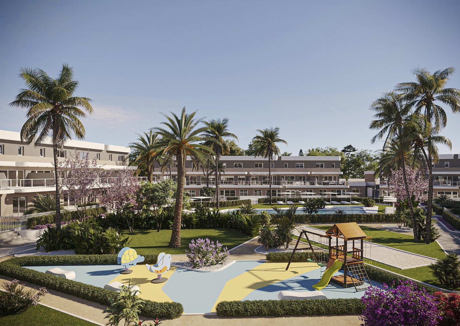 <p>Apartment with garden provided with 3 Bedrooms and 2 Bathrooms, communal swimming pool and underground parking space. </p><p>The homes offer spe...