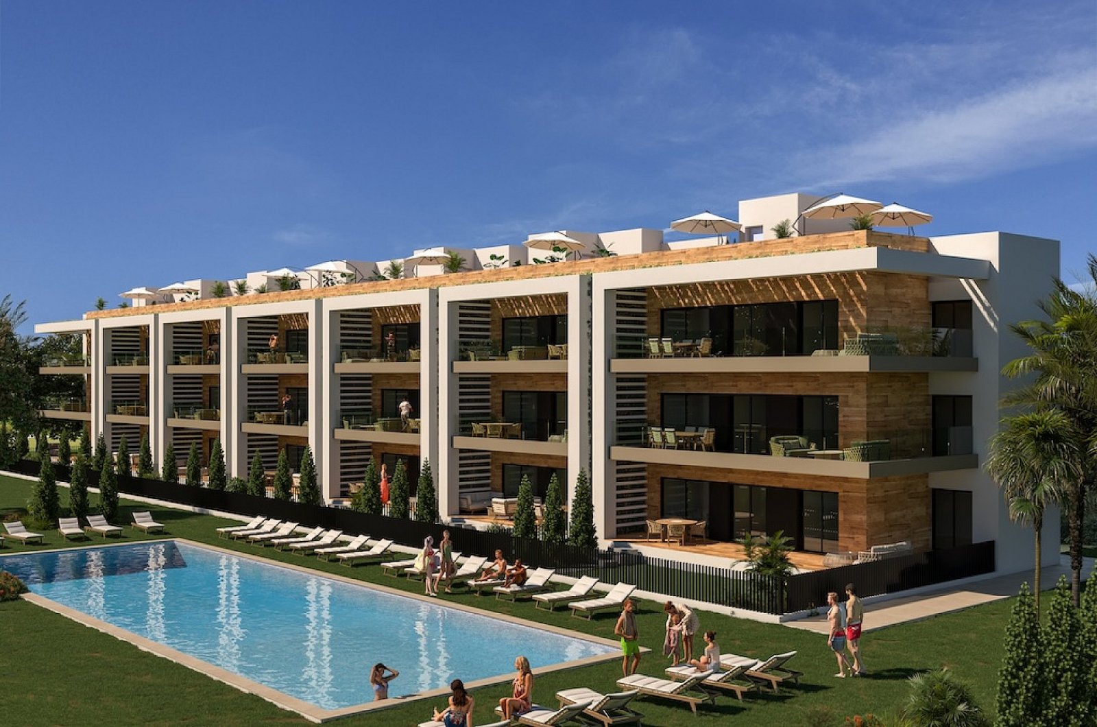 <p>Apartments - solarium provided with 3 Bedrooms and 2 Bathrooms, communal swimming pool and underground parking space. </p><p>A total of 240 cont...