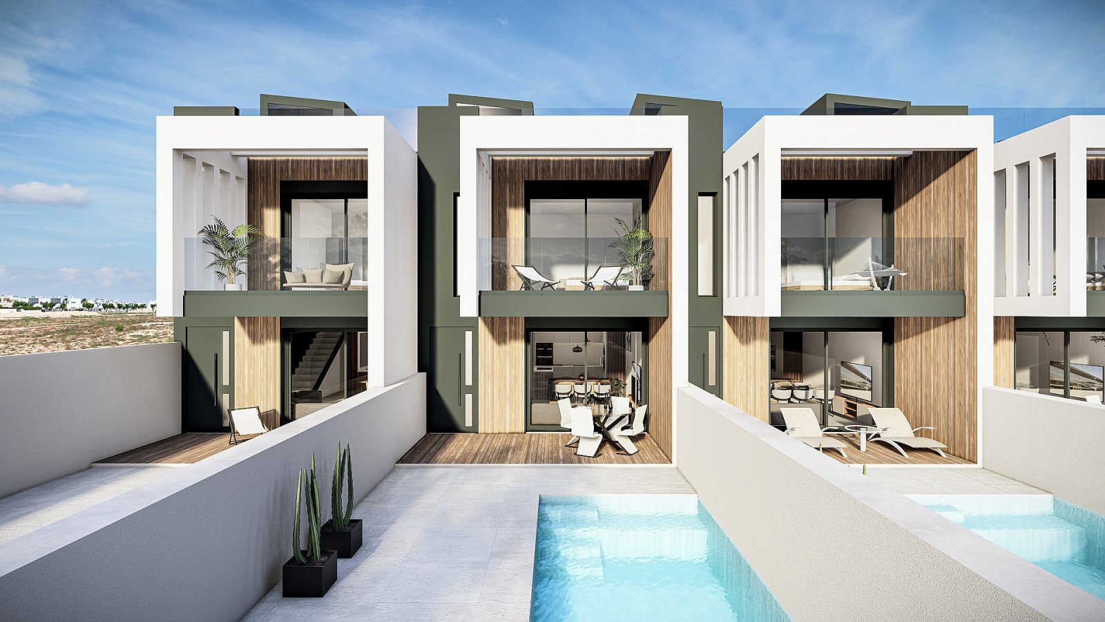 <p>Terraced villa provided with 3 Bedrooms and 3 Bathrooms, private swimming pool and parking space on own plot. </p><p>Just 2 km away is the sandy...