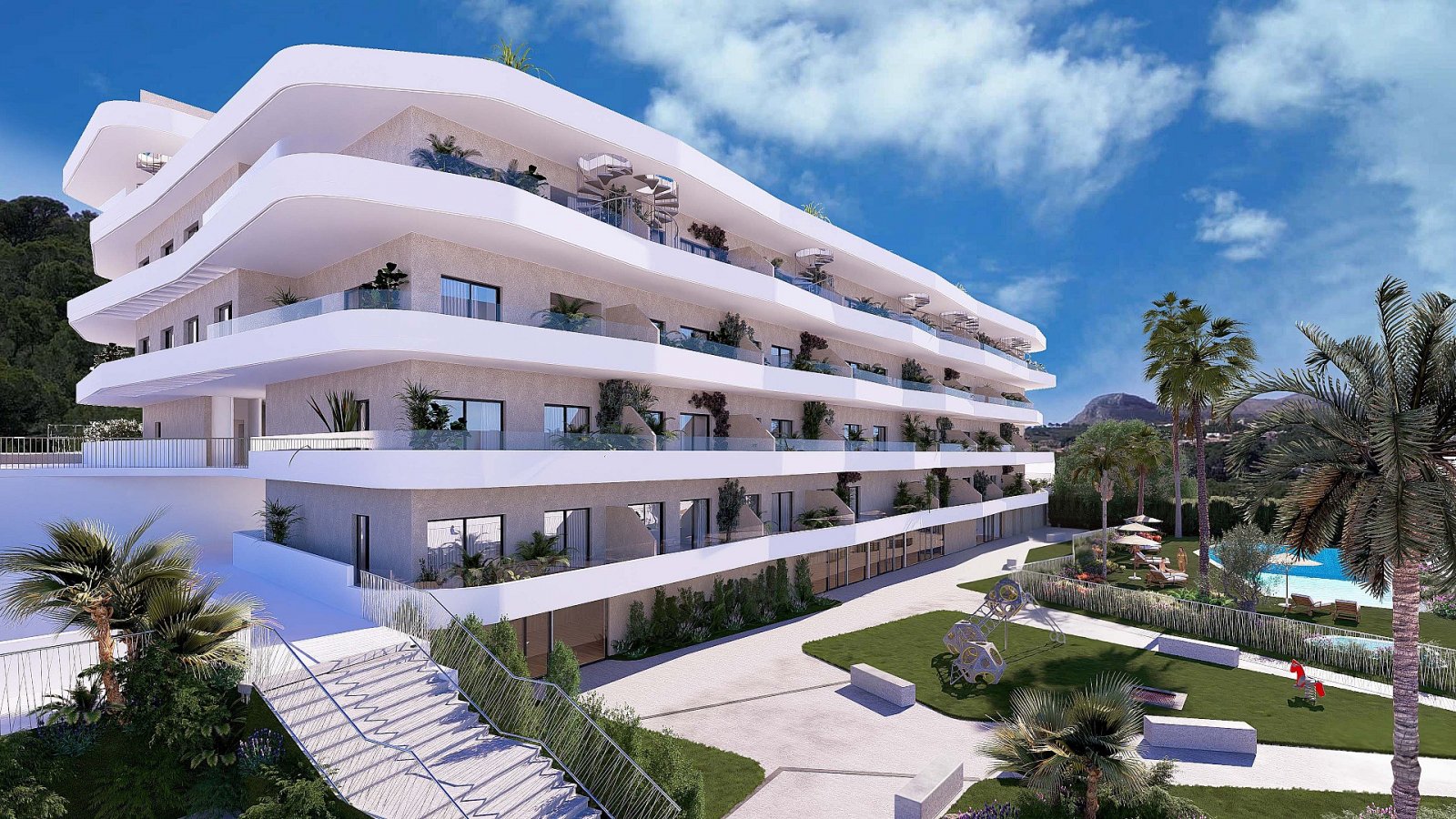 La Nucia: <p>Apartments - solarium provided with 2 Bedrooms and 2 Bathrooms, communal swimming pool and underground parking space with storage room. </p><p>L... 