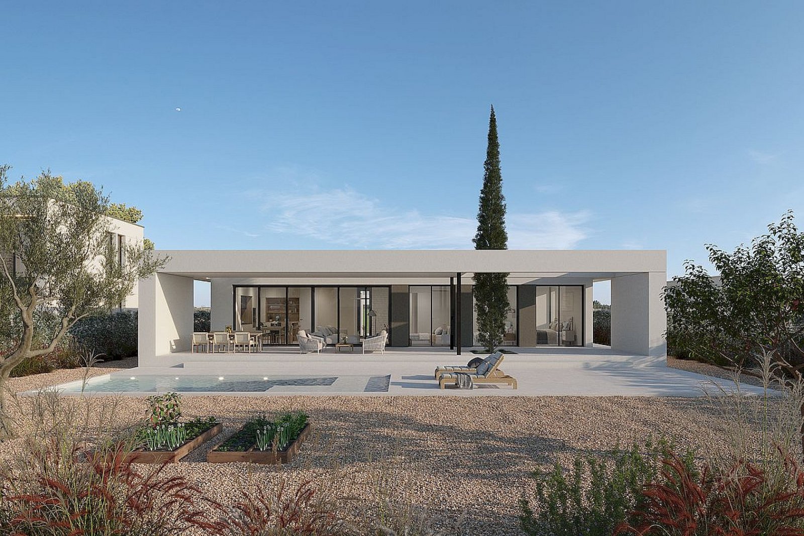 <p>Villa provided with 3 Bedrooms and 2 Bathrooms, private swimming pool and private garage for 2 cars. </p><p>Luxury new build homes on the front ...