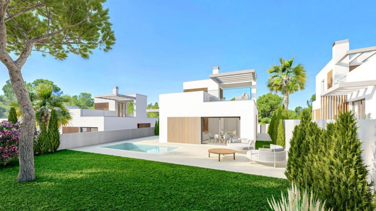 <p>Villa provided with 3 Bedrooms and 2 Bathrooms, private swimming pool and optional underground parking space. </p><p>Surrounded by green areas a...