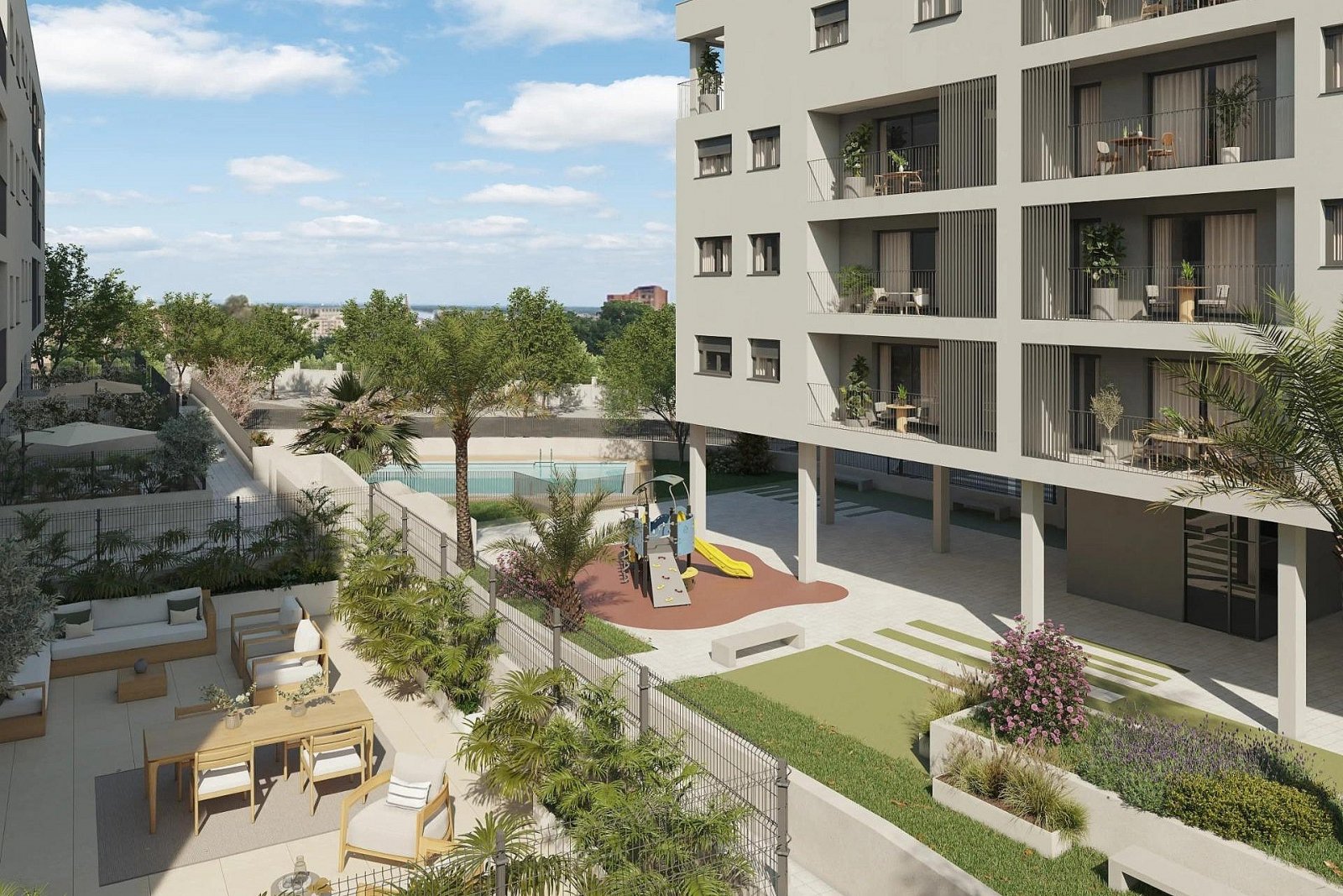 <p>Apartment with terrace provided with 3 Bedrooms and 2 Bathrooms, communal swimming pool and underground parking space with storage room. </p><p>...