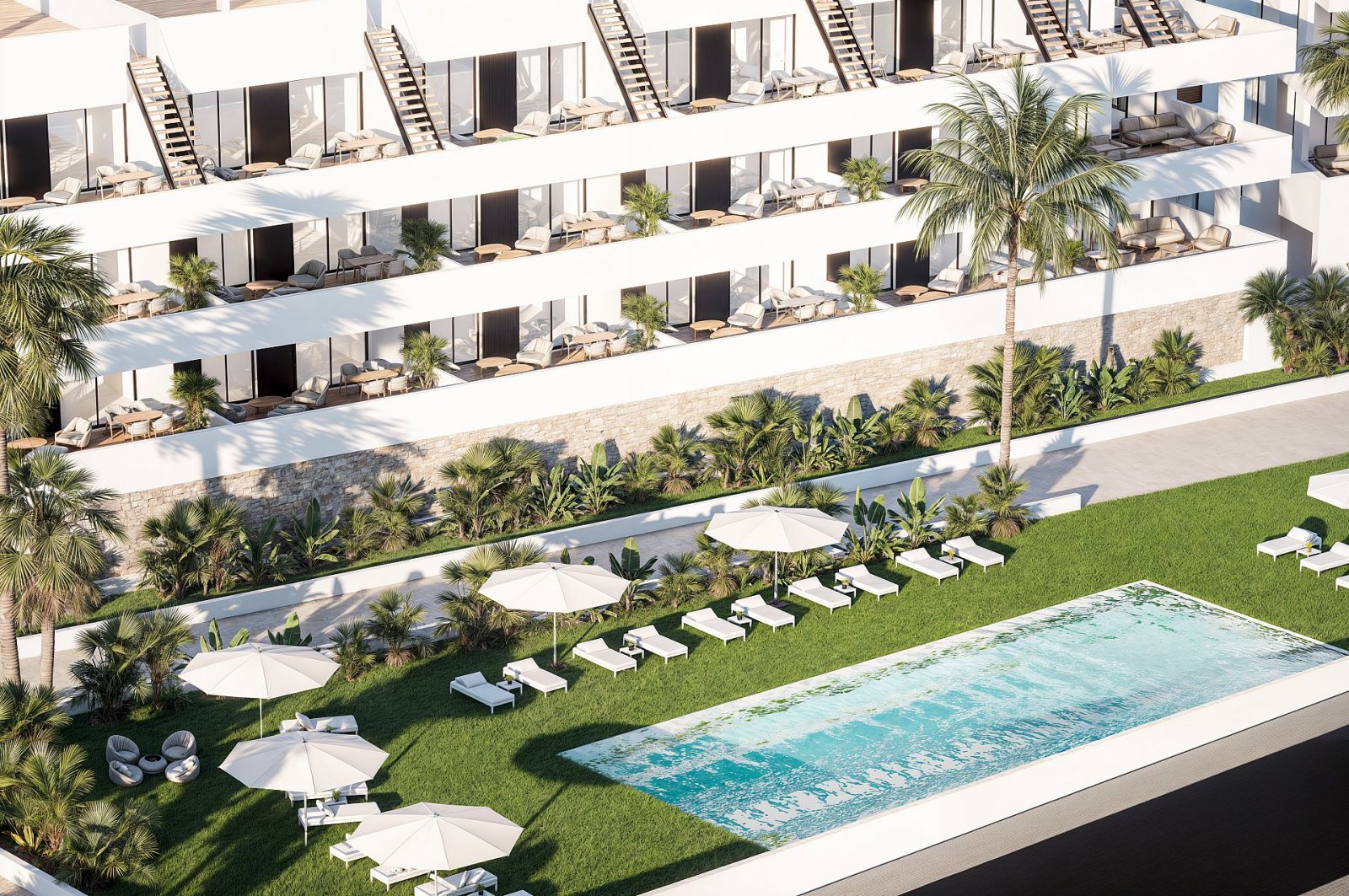 <p>Apartments - solarium provided with 2 Bedrooms and 2 Bathrooms, communal swimming pool and underground parking space. </p><p>The location is ver...