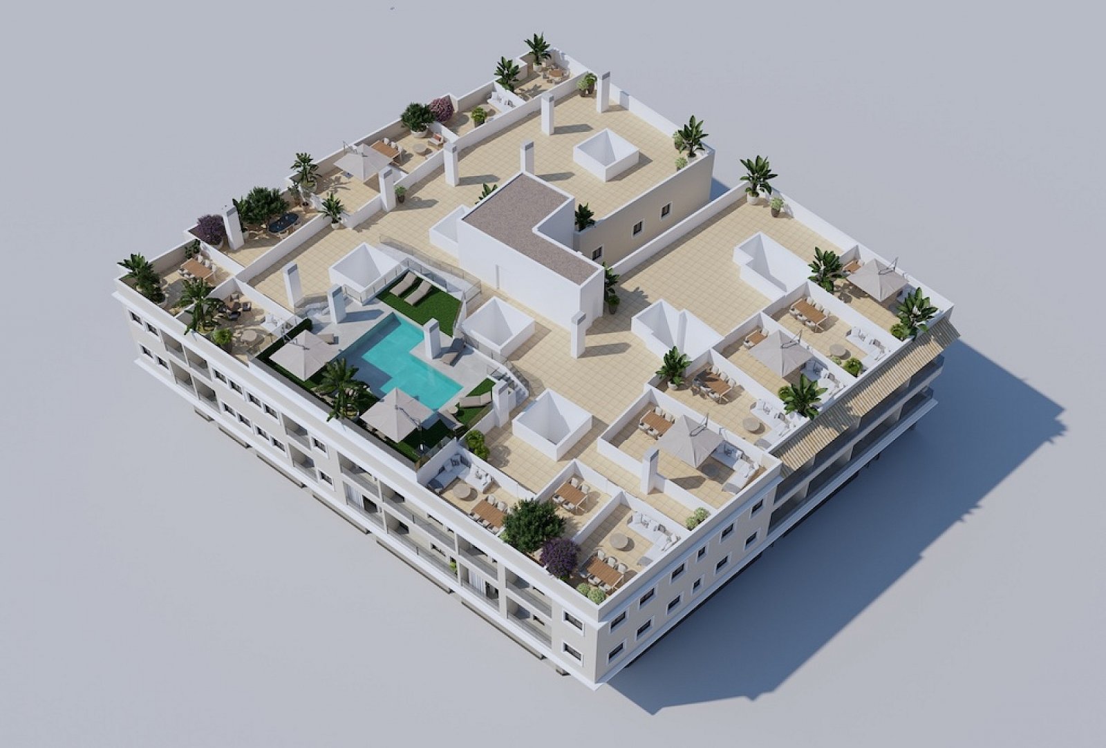 Wohnen mit Sonne: Apartment mit Terrasse und Pool