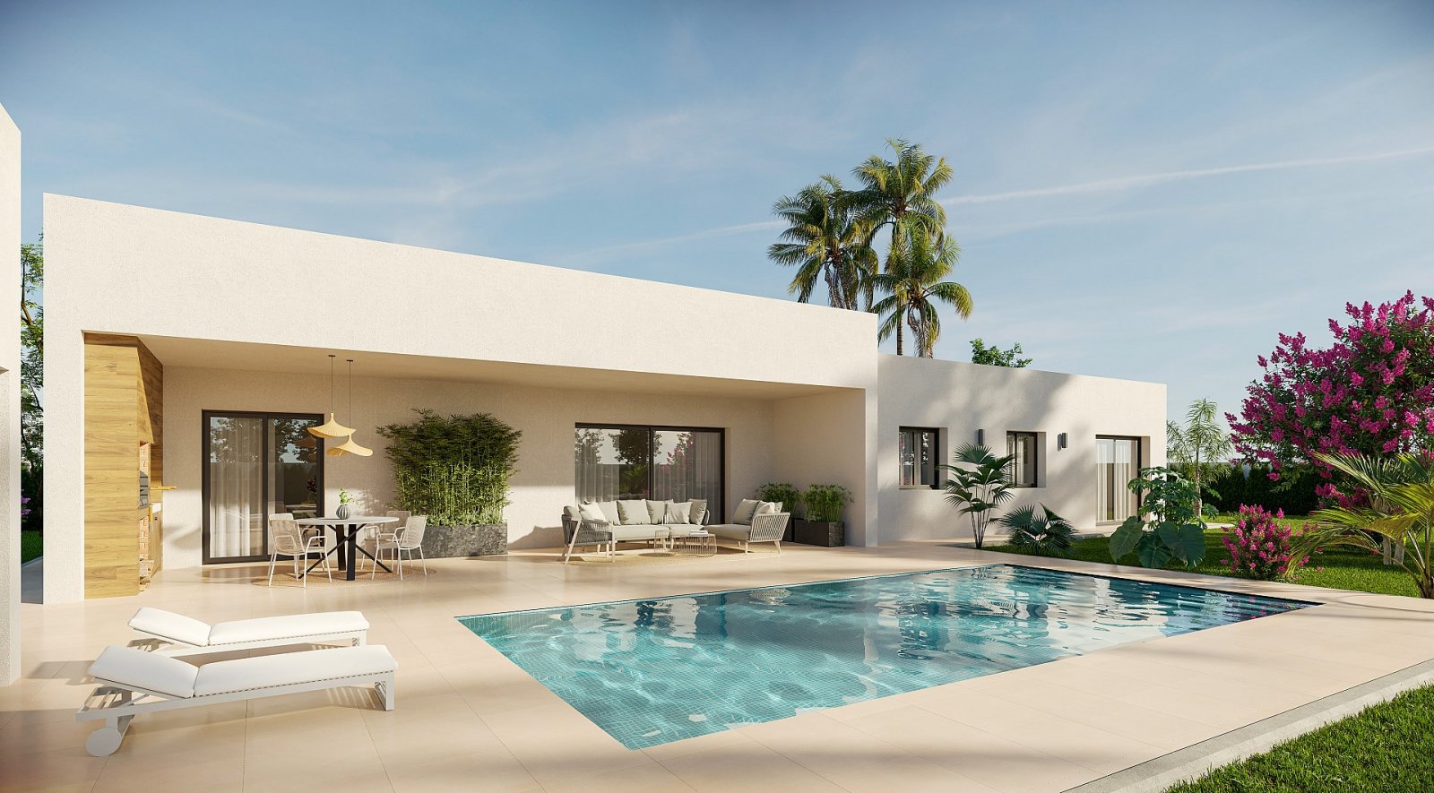 <p>Villa provided with 3 Bedrooms and 2 Bathrooms, private swimming pool and parking space on own plot. </p><p>New build homes Palatino on one leve...