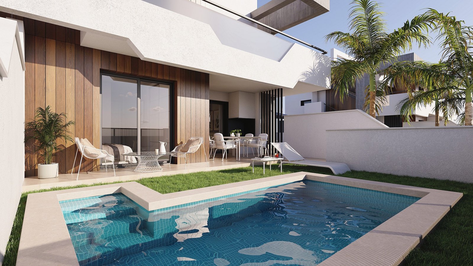 <p>Apartment with garden provided with 3 Bedrooms and 2 Bathrooms, communal swimming pool and parking spot. </p><p>This exclusive project in Puerto...