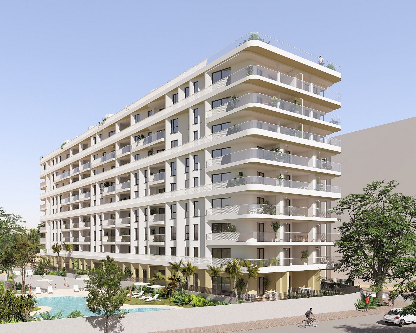 <p>Apartments - solarium provided with 3 Bedrooms and 2 Bathrooms, inside & outside swimming pool and underground parking space with storage room. ...