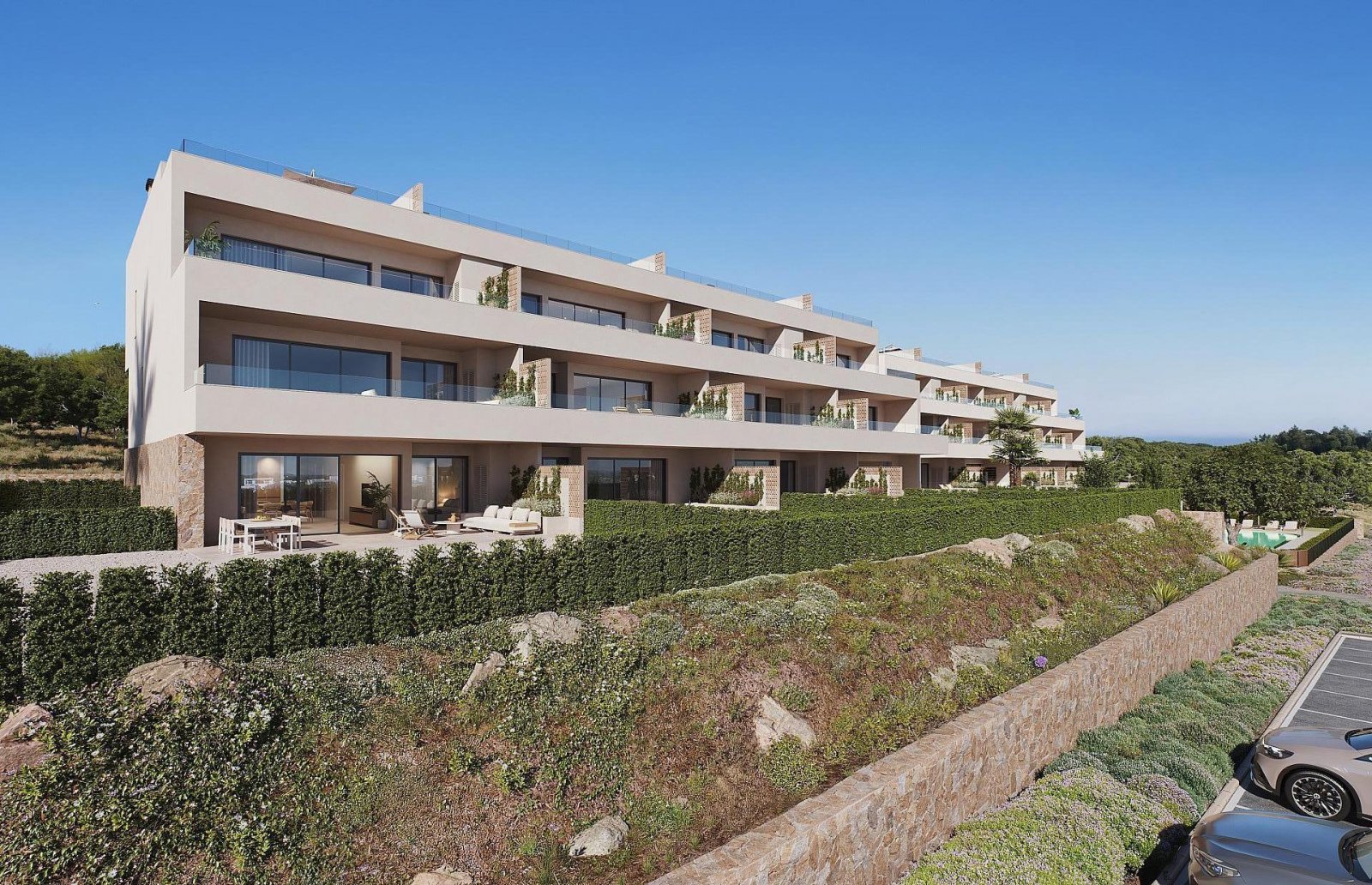 <p>Apartments - solarium provided with 3 Bedrooms and 2 Bathrooms, communal swimming pool and underground parking space with storage room. </p><p>T...