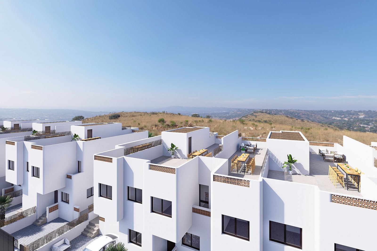 <p>Apartments - solarium provided with 3 Bedrooms and 2 Bathrooms, communal swimming pool and parking space on own plot. </p><p>Ibiza style apartme...